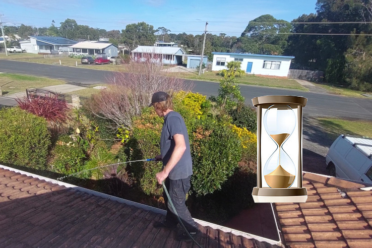 Enhancing longevity: batemansbay`s gutter cleaner rinses effectively.